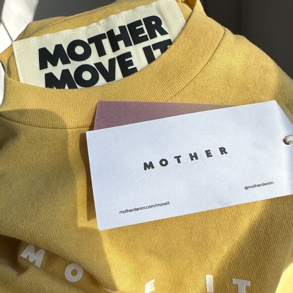 NWT MOTHER DENIM Women's Move It Rise & Shine S/S Tee Shirt Yellow $95 - Picture 3 of 4